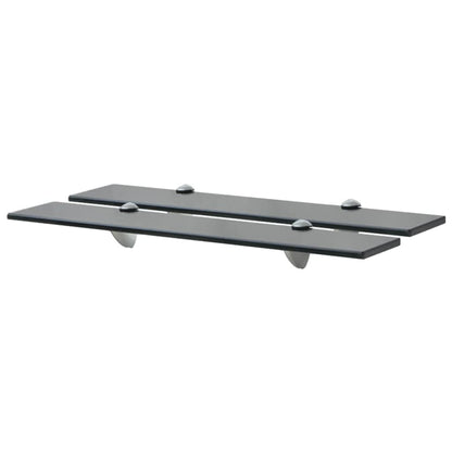 Floating Shelf | Set of 2 | Black | Tempered safety glass, Zinc alloy