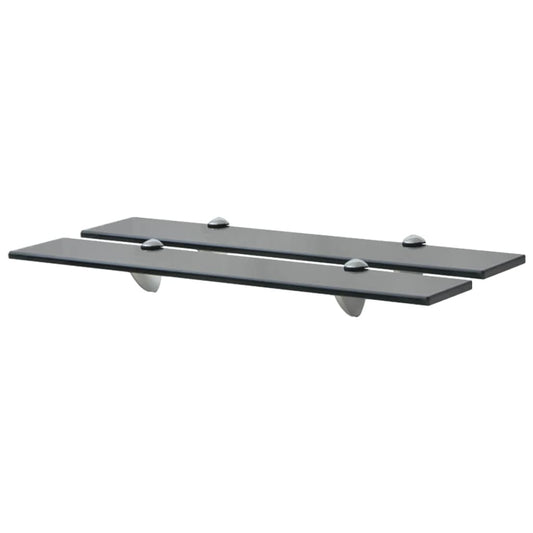 Floating Shelf | Set of 2 | Black | Tempered safety glass, Zinc alloy