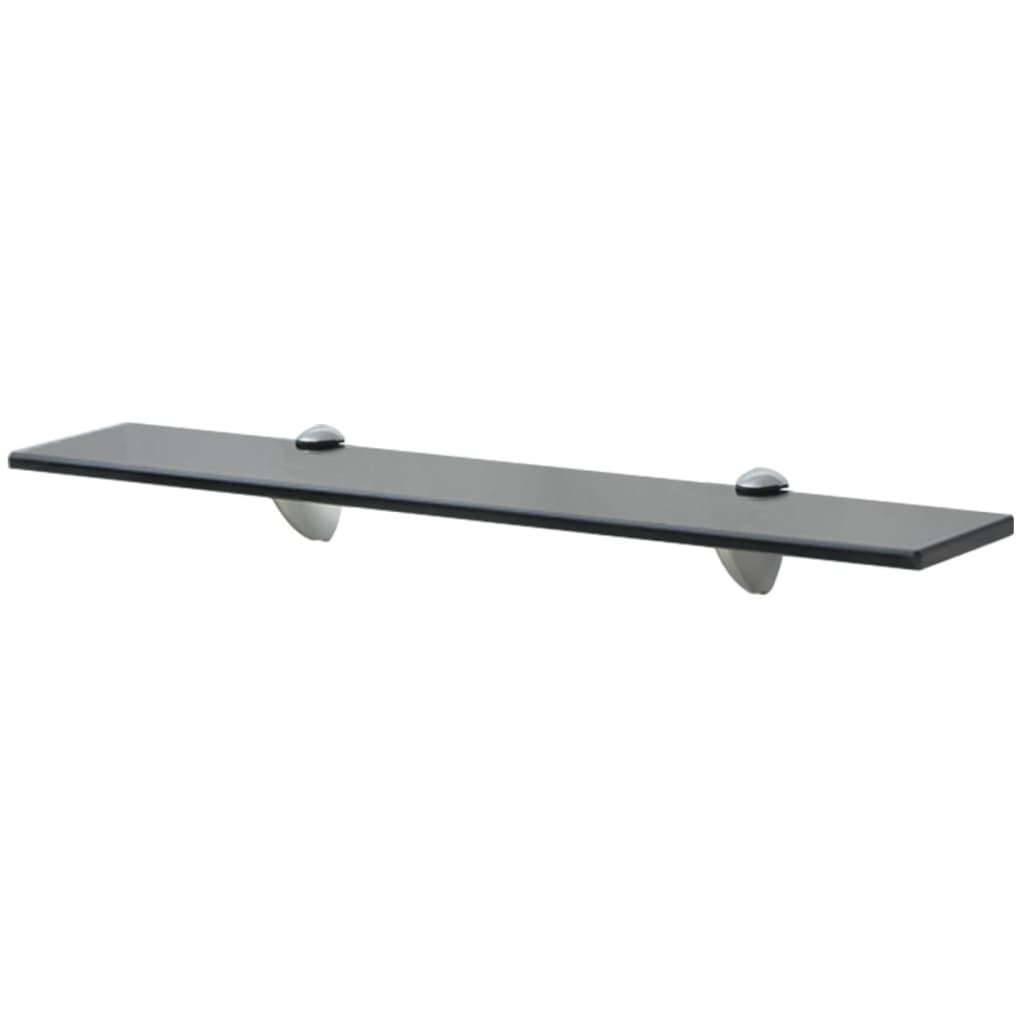 Floating Shelf | Set of 2 | Black | Tempered safety glass, Zinc alloy