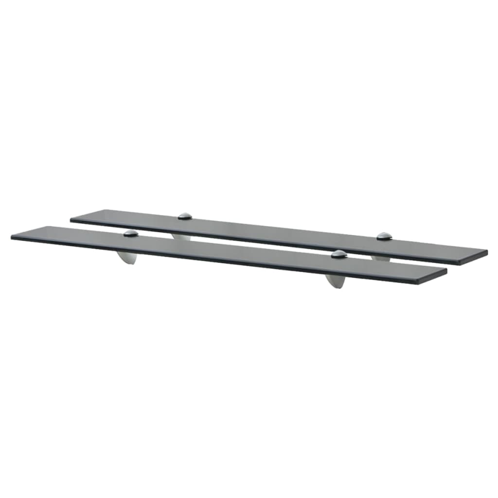 Floating Shelf | Set of 2 | Black | Tempered safety glass, Zinc alloy