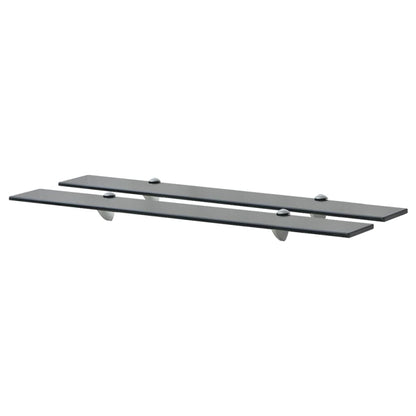 Floating Shelf | Set of 2 | Black | Tempered safety glass, Zinc alloy