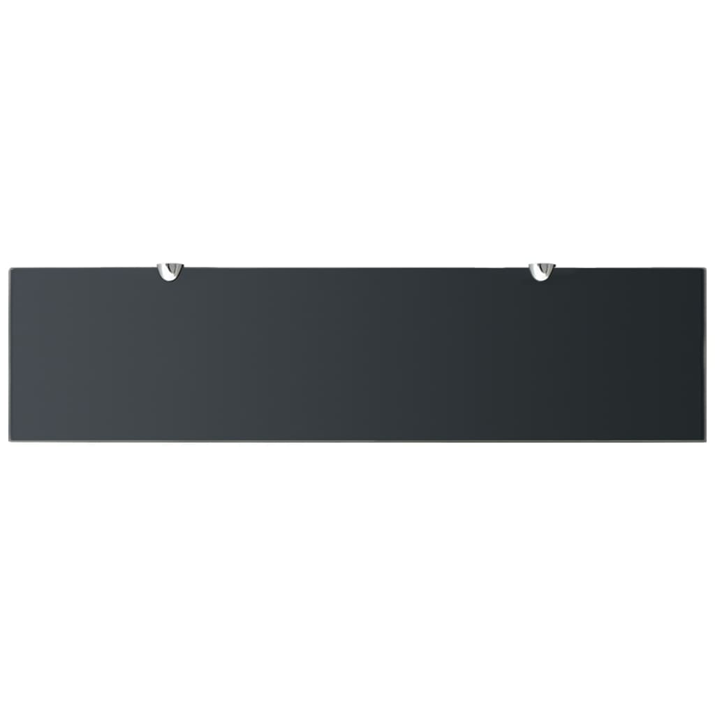 Floating Shelf | Set of 2 | Black | Tempered safety glass, Zinc alloy