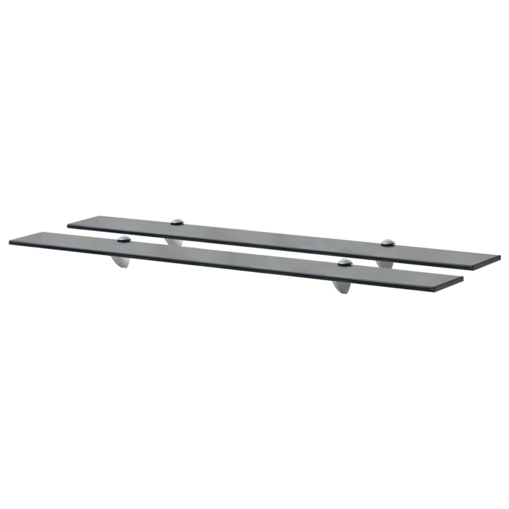 Floating Shelf | Set of 2 | Black | Tempered safety glass | Medium