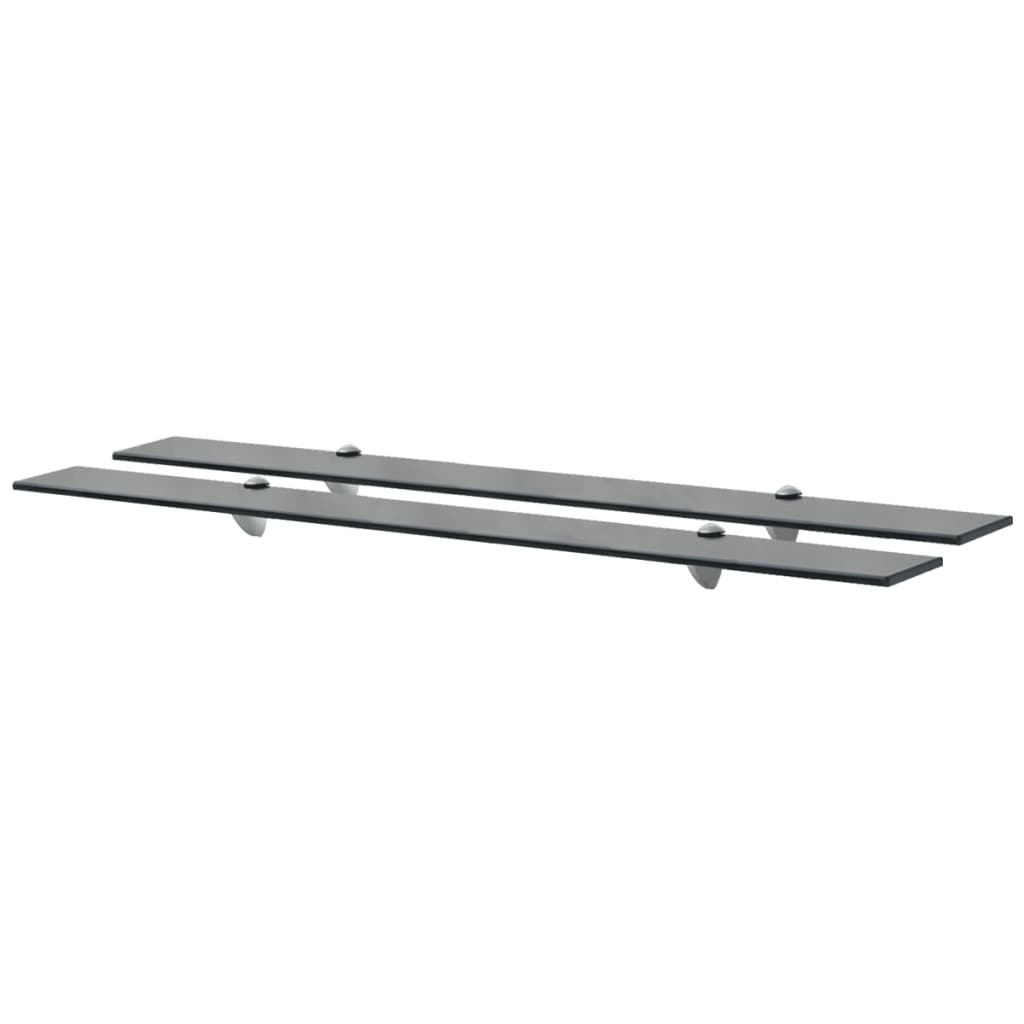 Floating Shelf | Set of 2 | Black | Tempered safety glass | 100x20 cm