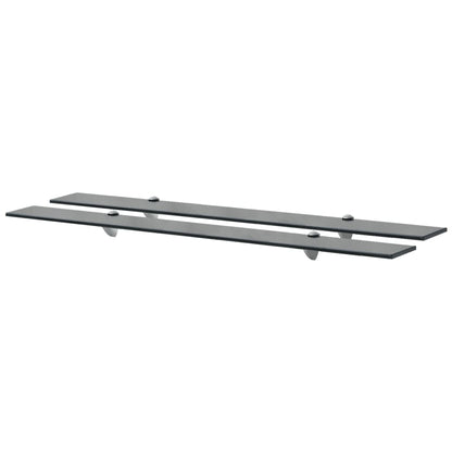 Floating Shelf | Set of 2 | Black | Tempered safety glass | 100x20 cm