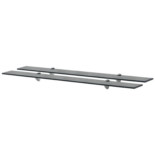 Floating Shelf | Set of 2 | Black | Tempered safety glass | 100x20 cm