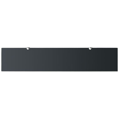 Floating Shelf | Set of 2 | Black | Tempered safety glass | 100x20 cm