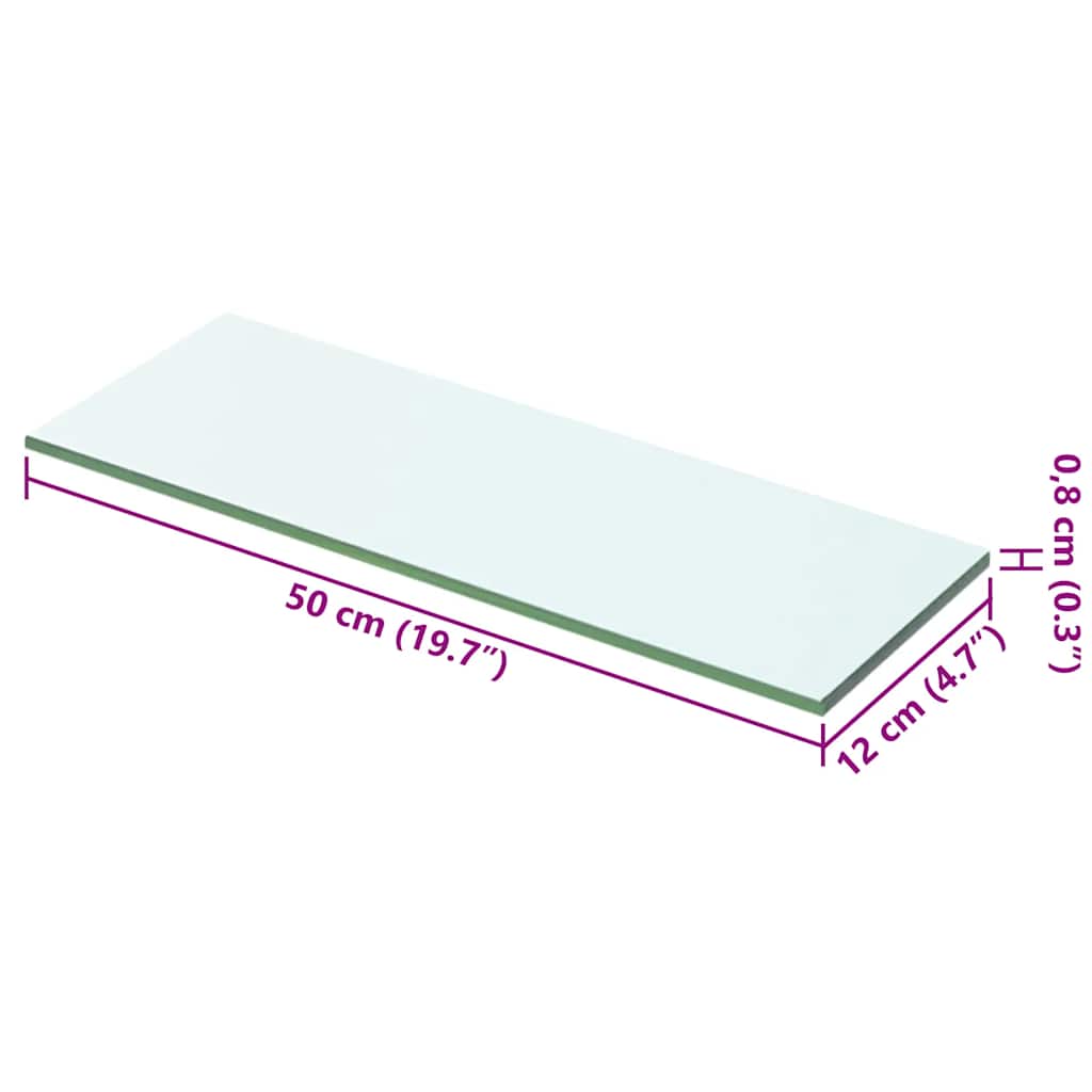 Shelves 2 pcs Panel Glass Clear 50x12 cm