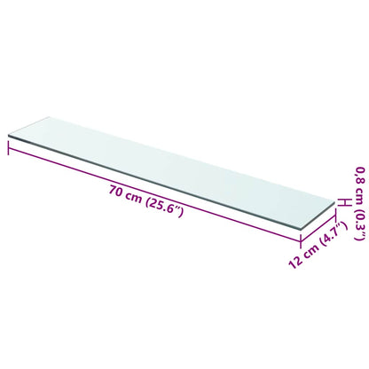 Shelves 2 pcs Panel Glass Clear 70x12 cm