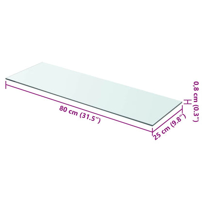 Shelves 2 pcs Panel Glass Clear 80x25 cm