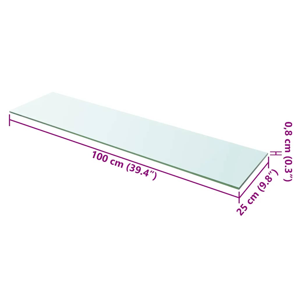 Shelves 2 pcs Panel Glass Clear 100x25 cm