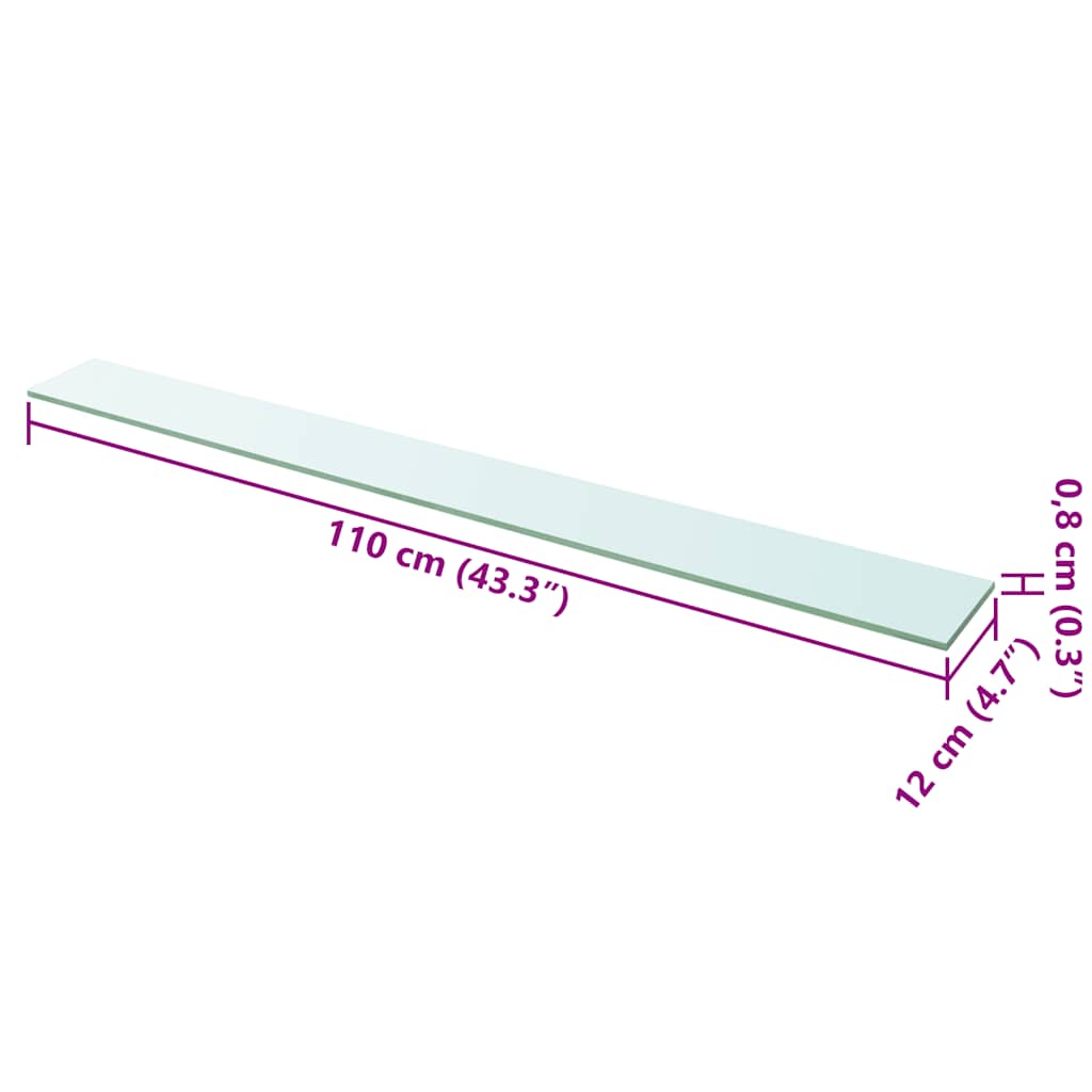 Shelves 2 pcs Panel Glass Clear 110x12 cm