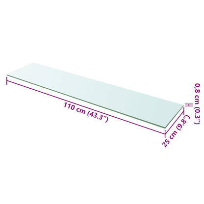 Shelves 2 pcs Panel Glass Clear 110x25 cm