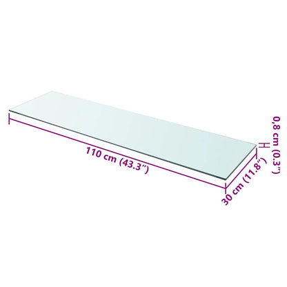 Shelves 2 pcs Panel Glass Clear 110x30 cm