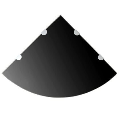 Corner Shelf | Set of 2 | Black | Tempered glass | 45 x 45 cm