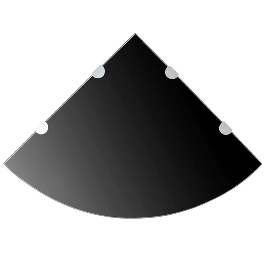 Corner Shelf | Set of 2 | Black | Tempered glass | 45 x 45 cm