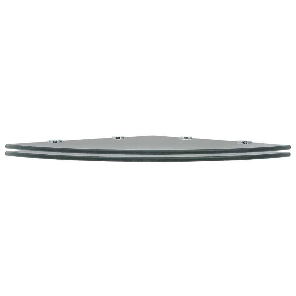 Corner Shelf | Set of 2 | Black | Tempered glass | 45 x 45 cm