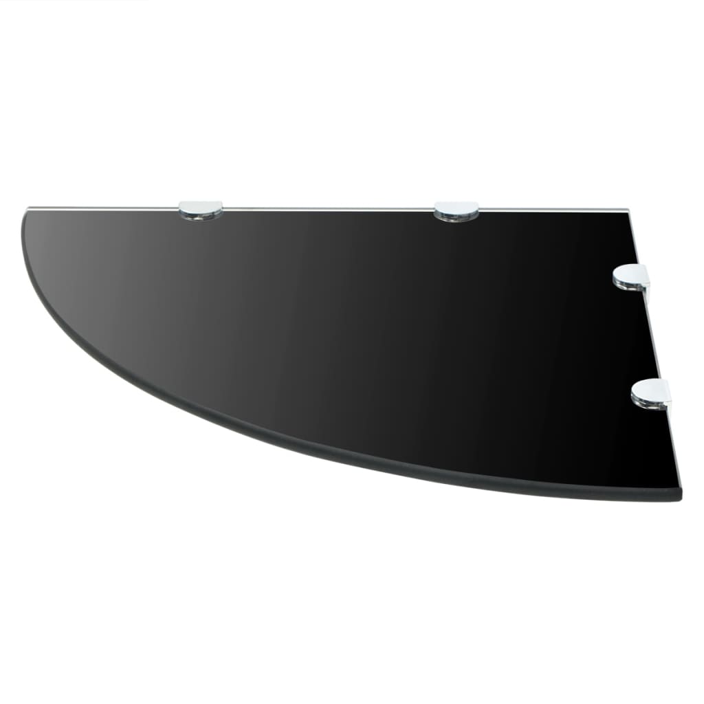 Corner Shelf | Set of 2 | Black | Tempered glass | 45 x 45 cm