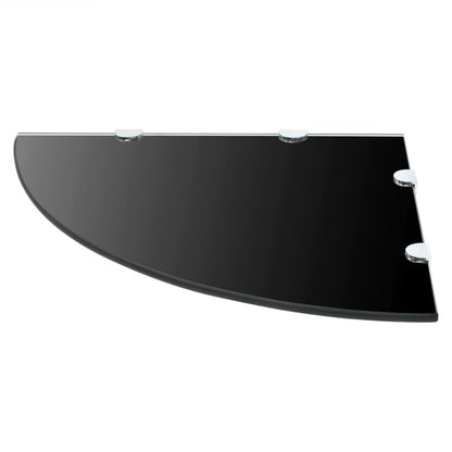 Corner Shelf | Set of 2 | Black | Tempered glass | 45 x 45 cm