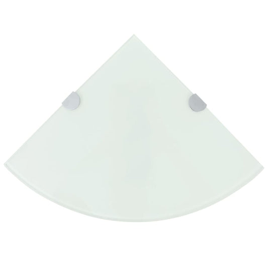 Corner Shelf | Set of 2 | White | Tempered safety glass | 35x35 cm