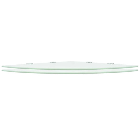 Corner Shelves 2 pcs with Chrome Supports Glass White 45x45 cm