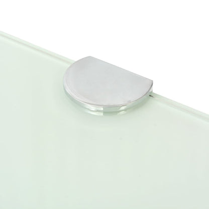 Corner Shelves 2 pcs with Chrome Supports Glass White 45x45 cm