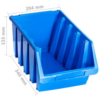Stacking Storage Bins 14 pcs Blue Plastic