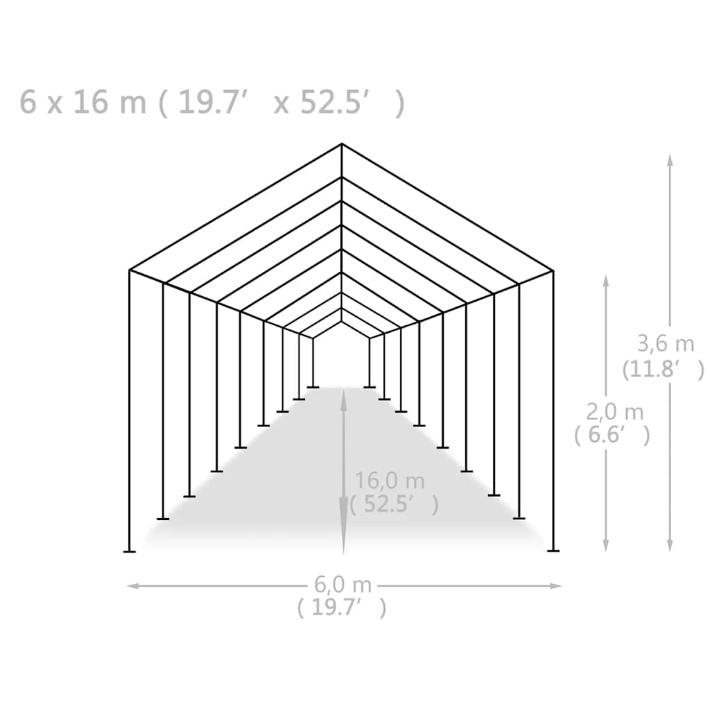 Party Tent PE 6x16 m White