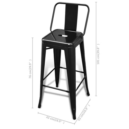 Bar Stools 4 pcs Black Steel