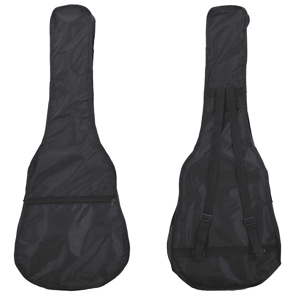 The 8 Piece Classical Guitar Beginner Set Black 3/4 36" arranged to display features like the guitar bag and included accessories.