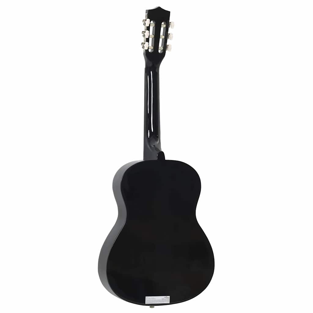 8 Piece Classical Guitar Beginner Set Black 3/4 36" - Full view of the classical guitar showcasing its elegant black design.