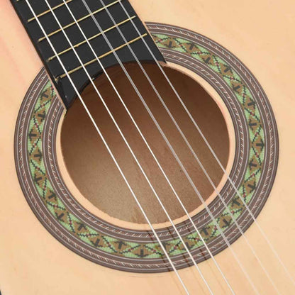Close-up of Classical Guitar for Beginner and Kid 1/2 34 Basswood, highlighting the fingerboard and nylon strings.