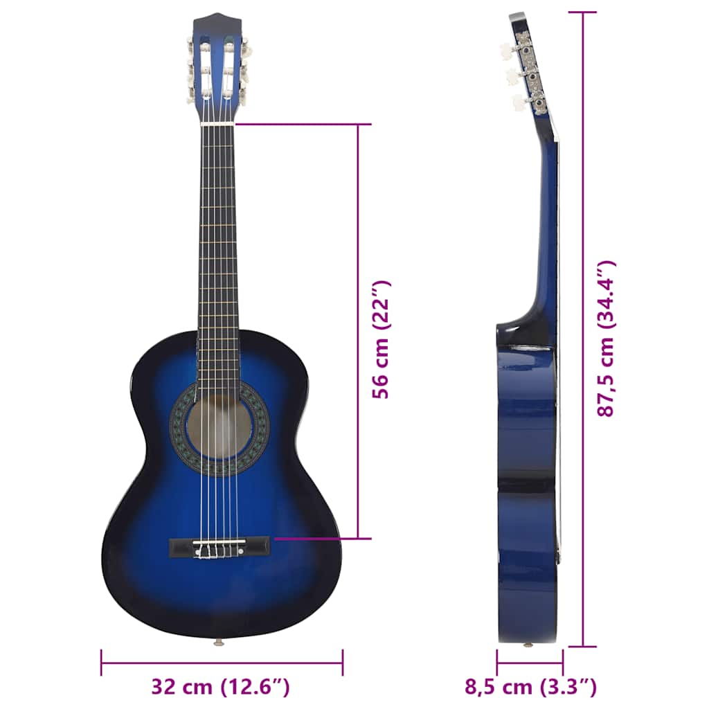 Classical Guitar for Beginner and Kids Blue 1/2 34"