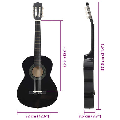 Classical Guitar for Beginner and Kids Black 1/2 34"