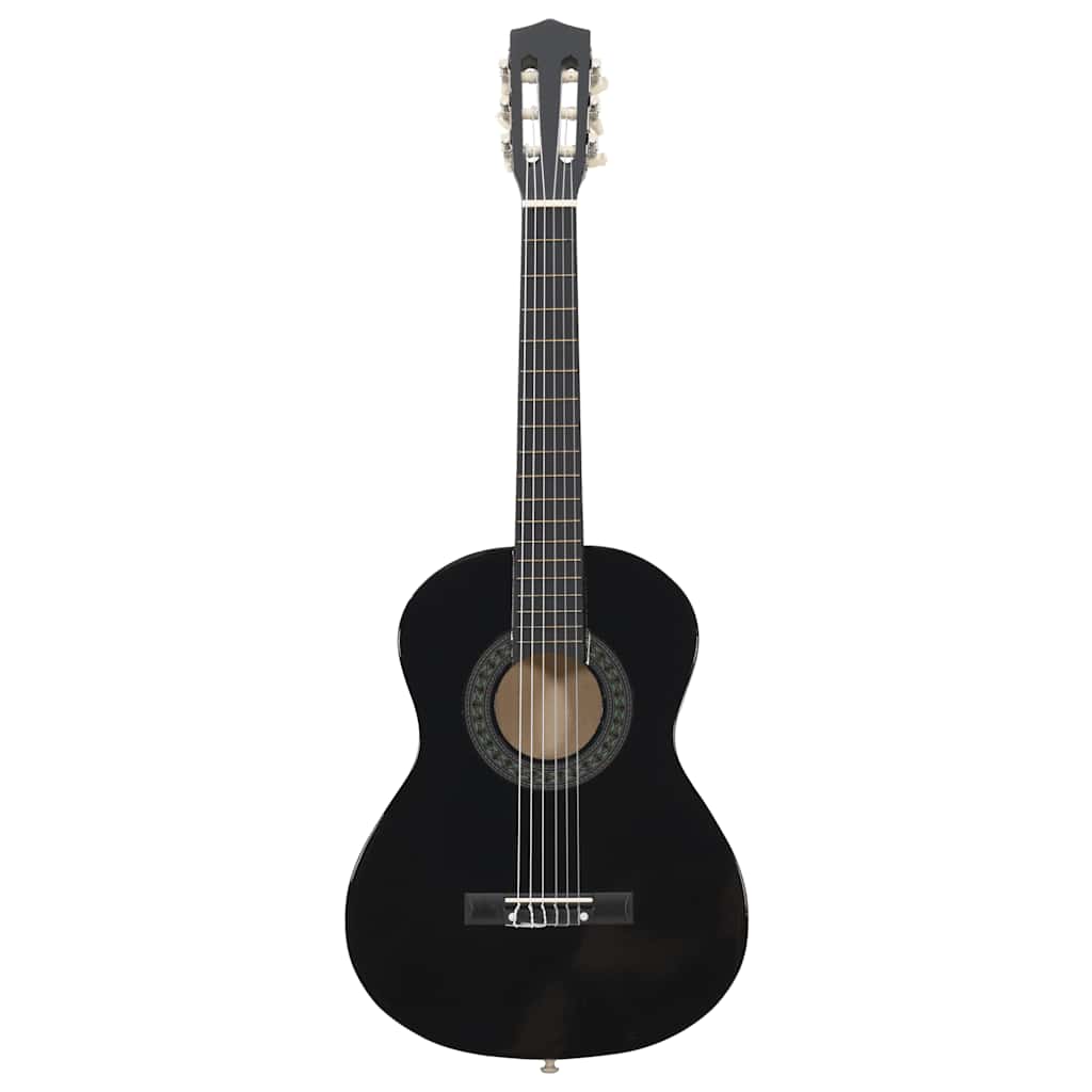 8 Piece Classical Guitar Beginner Set Black 1/2 34"