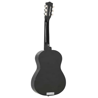 8 Piece Classical Guitar Beginner Set Black 1/2 34"