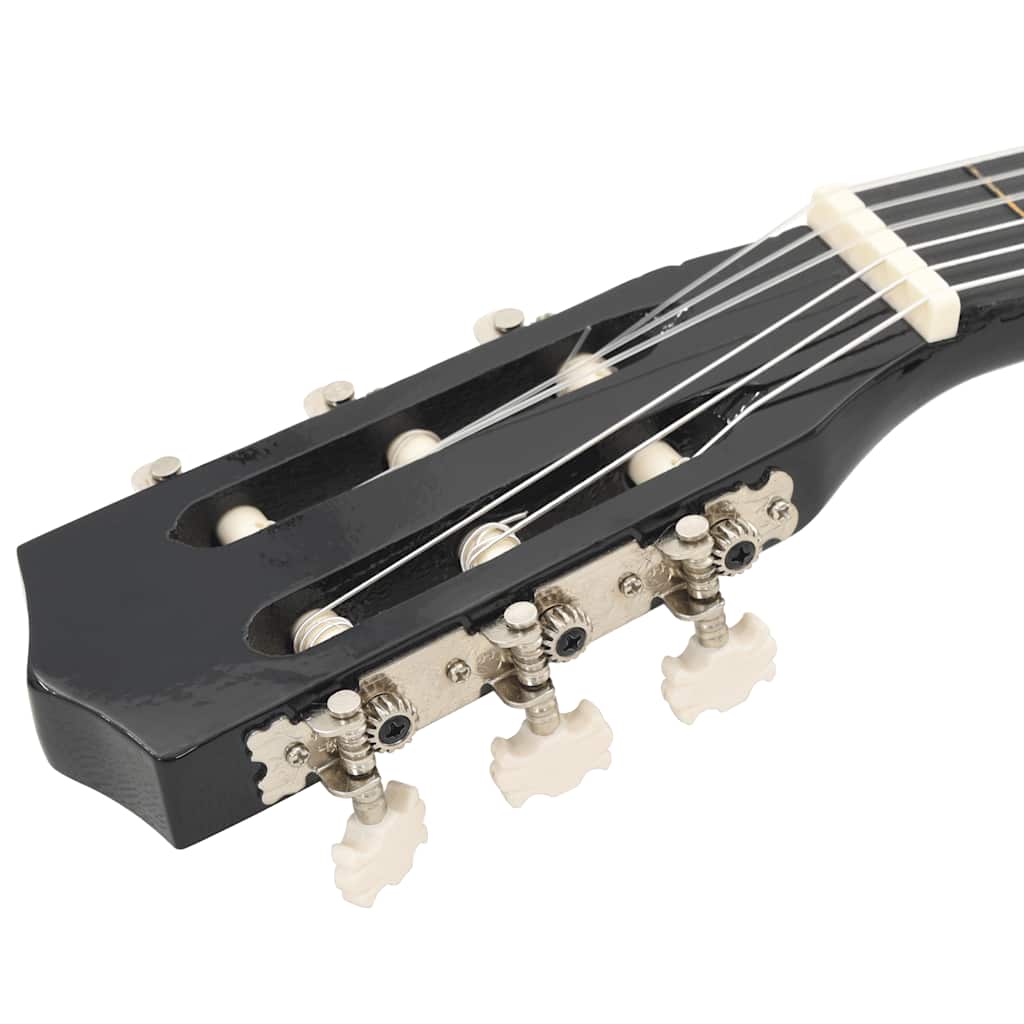 8 Piece Classical Guitar Beginner Set Black 1/2 34"