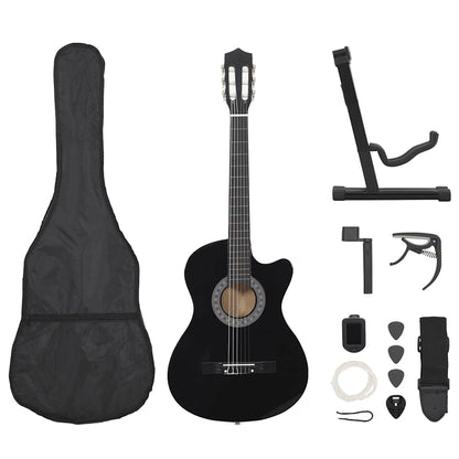 12 Piece Western Classical Guitar Set with 6 Strings Black 38"