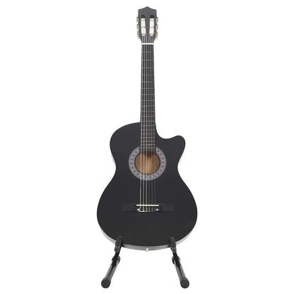 12 Piece Western Classical Guitar Set with 6 Strings Black 38"