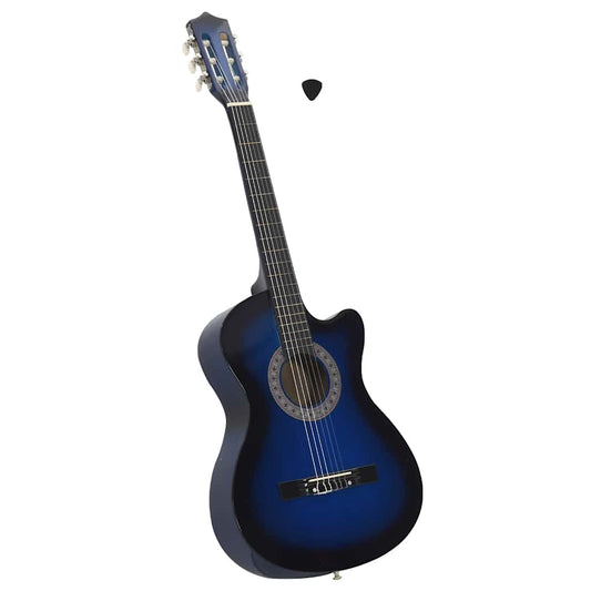 Western Classical Cutaway Guitar with 6 Strings Blue Shaded 38