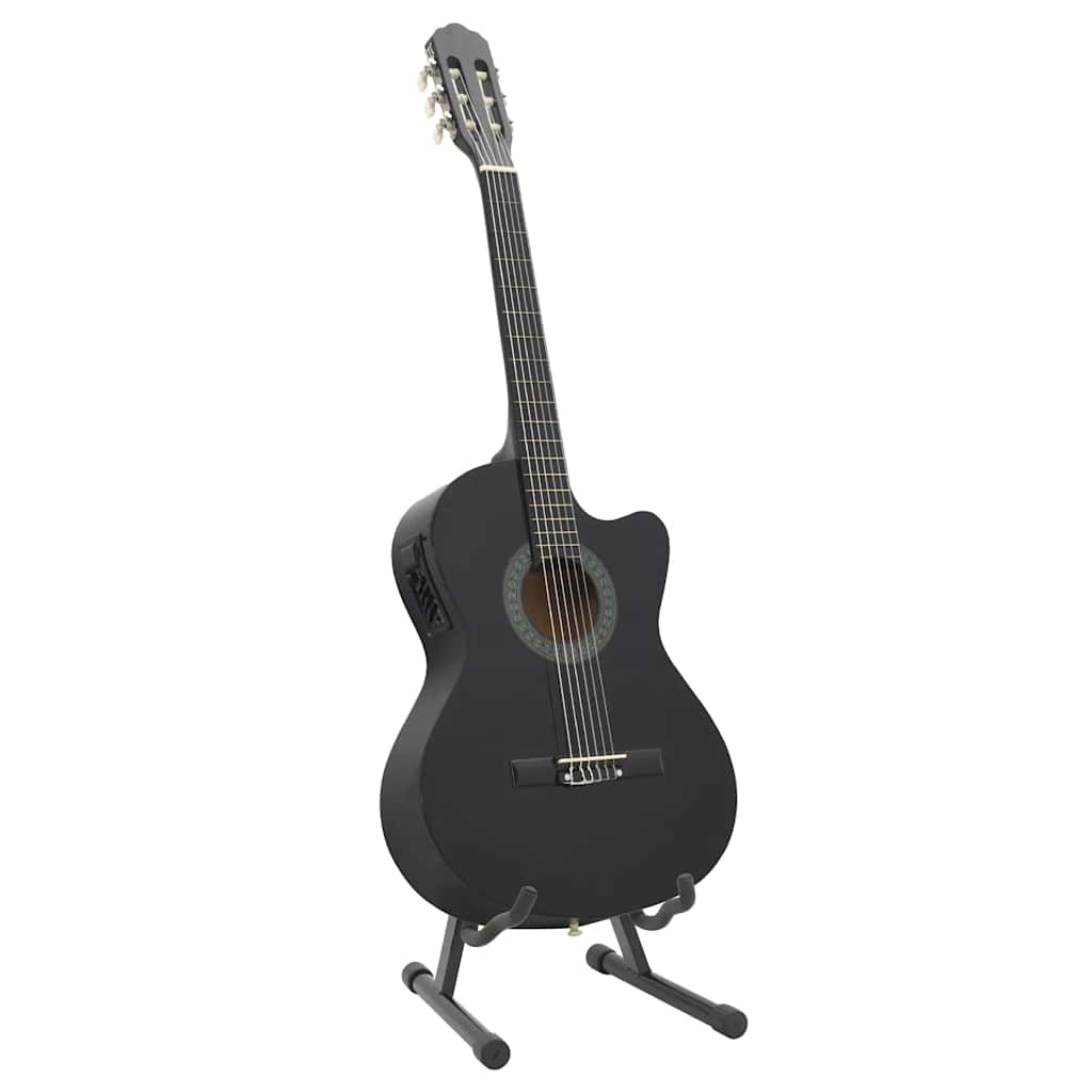 12 Piece Western Guitar Set with Equalizer and 6 Strings Black