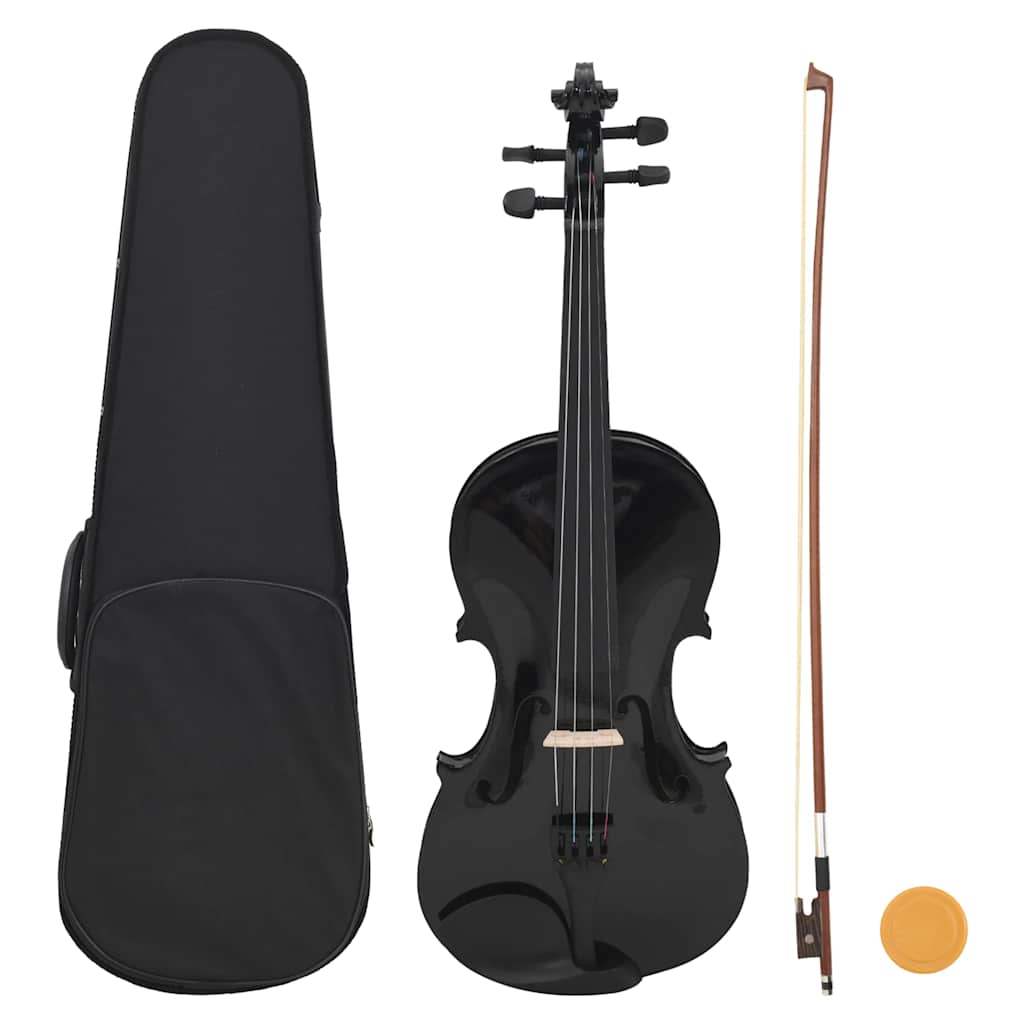 70143 vidaXL Violin Full Set with Bow and Chin Rest Black 4/4