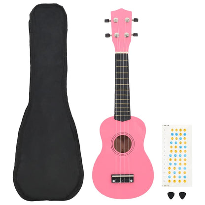 Soprano Ukulele Set with Bag for Kids Pink 21"