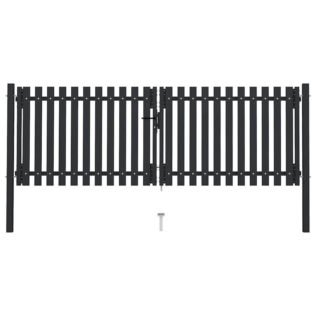 Double Door Fence Gate Steel 300x75 cm Anthracite