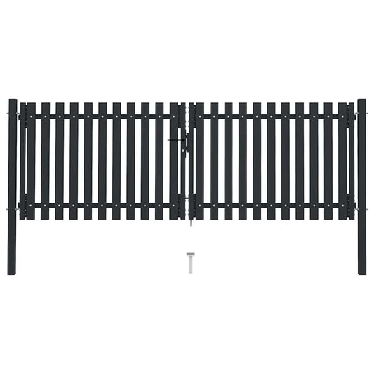 Double Door Fence Gate Steel 300x75 cm Anthracite