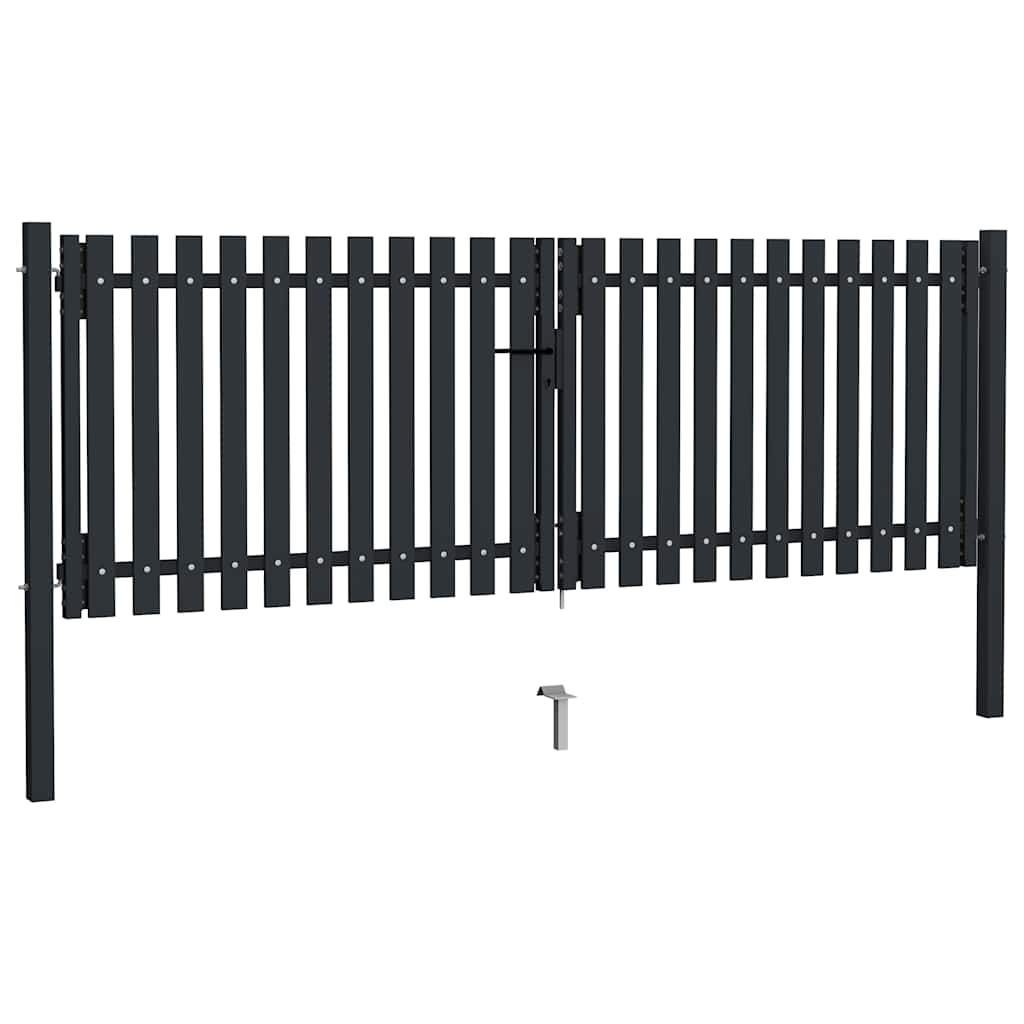 Double Door Fence Gate Steel 300x75 cm Anthracite