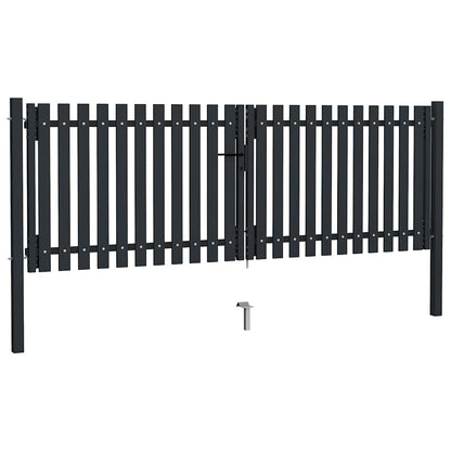 Double Door Fence Gate Steel 300x75 cm Anthracite