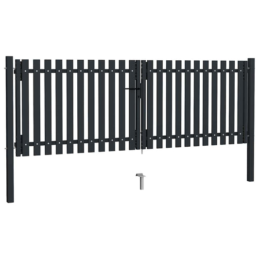 Double Door Fence Gate Steel 300x75 cm Anthracite