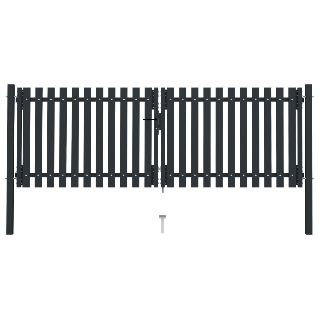 Double Door Fence Gate Steel 300x100 cm Anthracite