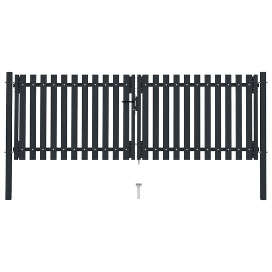 Double Door Fence Gate Steel 300x100 cm Anthracite